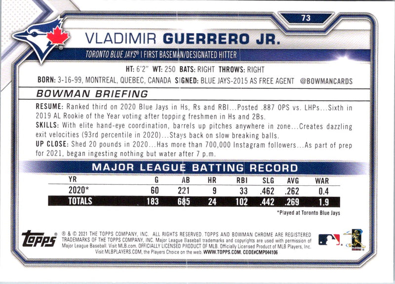 2021 Bowman Vladimir Guerrero Jr.