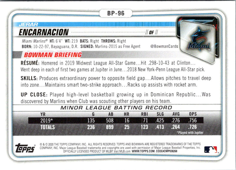 2020 Bowman Prospects Jerar Encarnacion