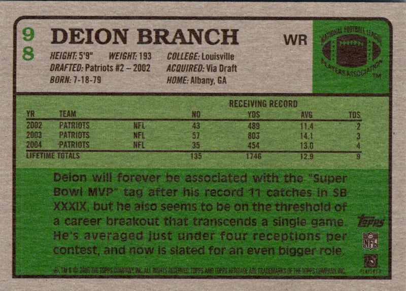 2005 Topps Heritage Deion Branch