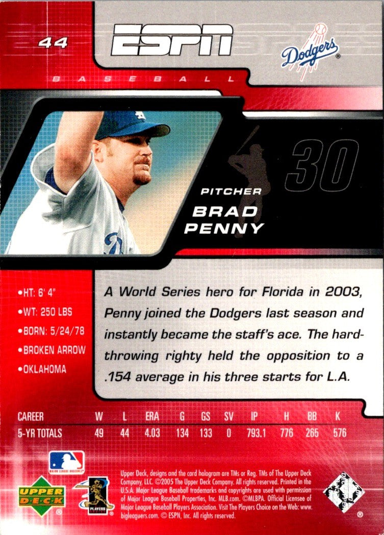 2005 Upper Deck ESPN Brad Penny