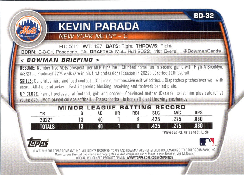 2023 Bowman Draft Kevin Parada