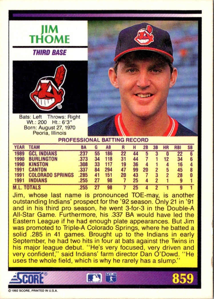 1992 Score Jim Thome