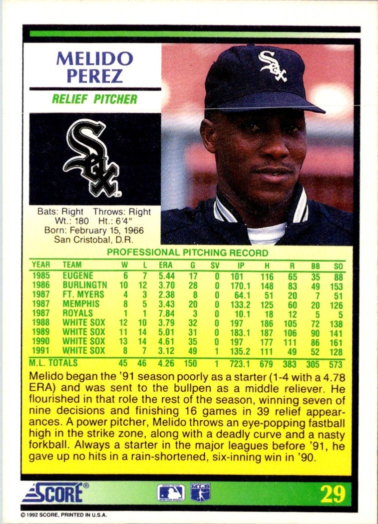 1992 Score Melido Perez