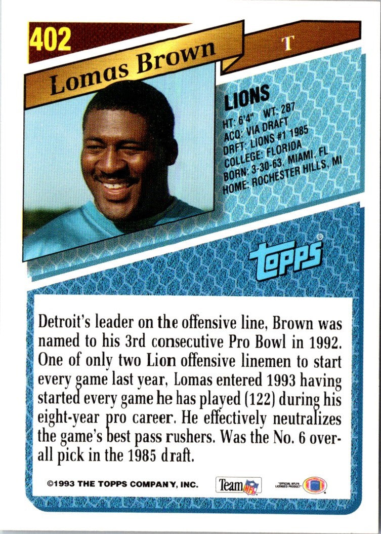 1993 Topps Lomas Brown