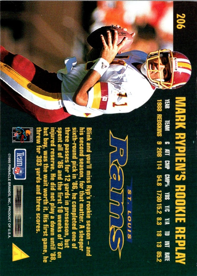 1995 Pinnacle Club Collection Mark Rypien