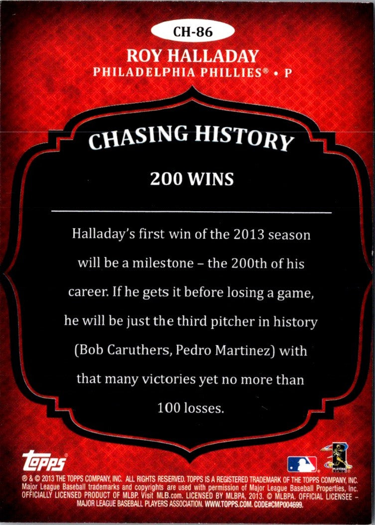 2013 Topps Chasing History Roy Halladay