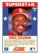 1989 Score Baseball's 100 Hottest Players Vince Coleman