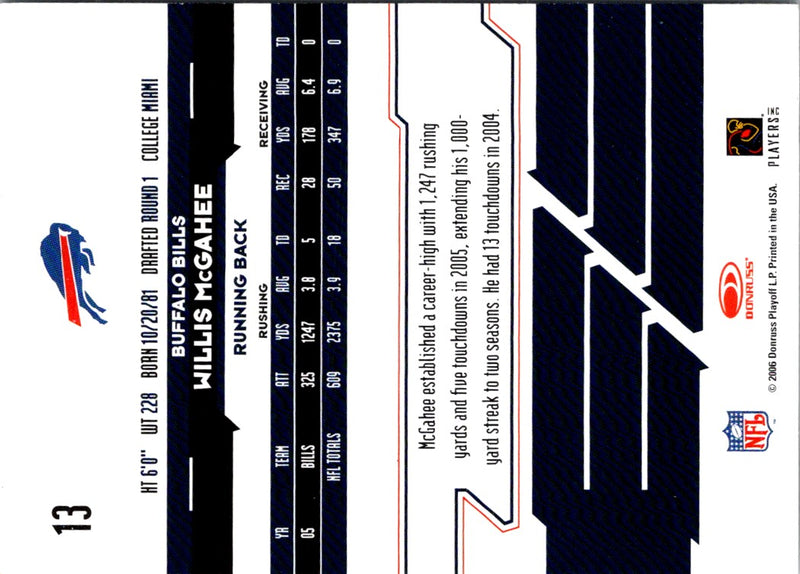 2006 Leaf Rookies & Stars Willis McGahee