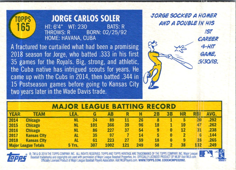 2019 Topps Heritage Jorge Soler