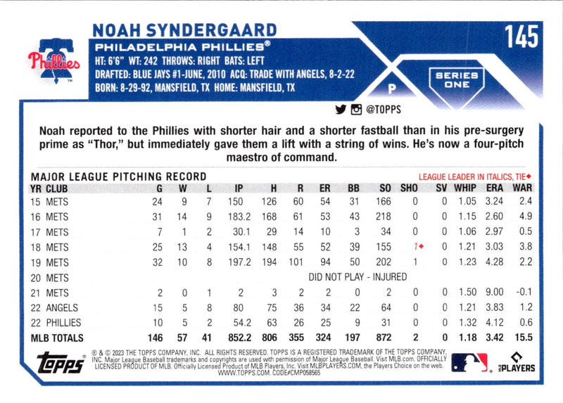 2023 Topps Noah Syndergaard