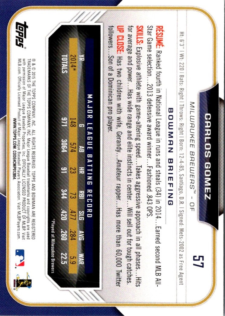 2015 Bowman Carlos Gomez