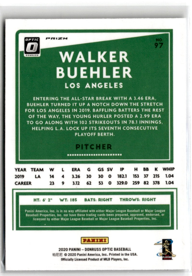 2020 Donruss Optic Carolina Blue and White Walker Buehler