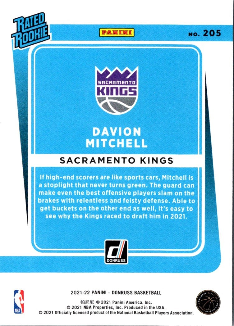 2021 Donruss Rated Rookies Davion Mitchell