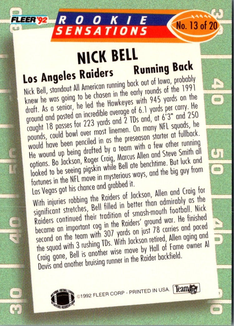 1992 Fleer Rookie Sensations Nick Bell