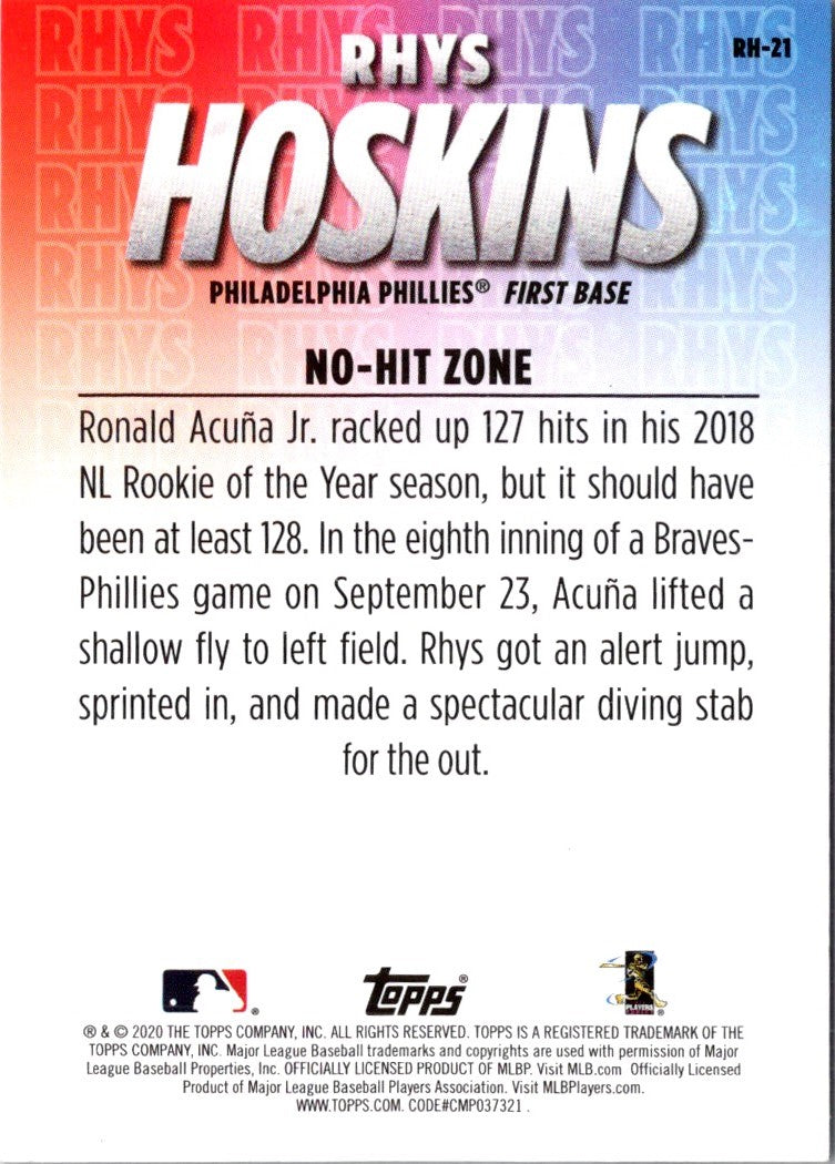 2020 Topps Player Highlights Rhys Hoskins Rhys Hoskins