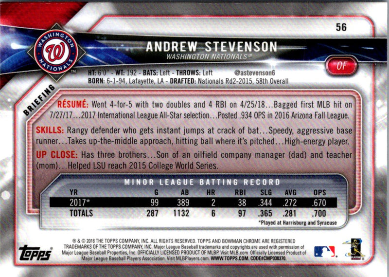 2018 Bowman Chrome Andrew Stevenson