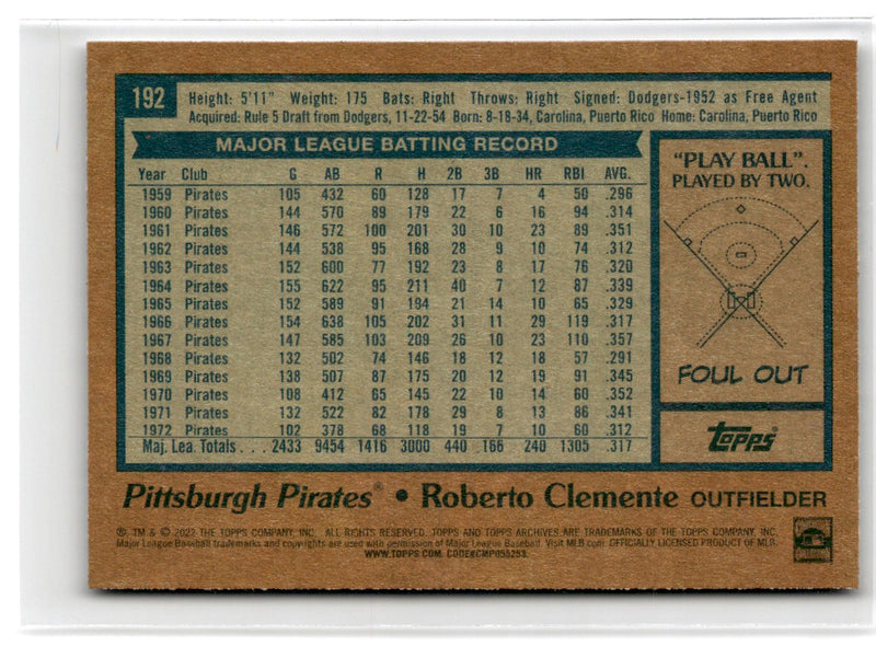 2021 Topps Future Stars Club April Roberto Clemente