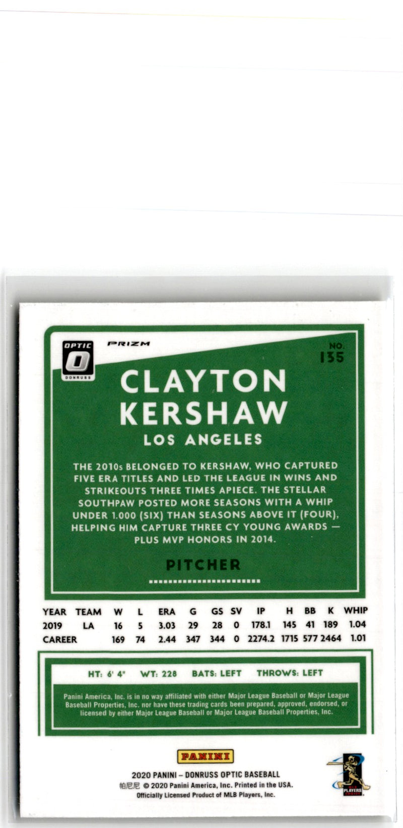 2020 Donruss Optic Clayton Kershaw