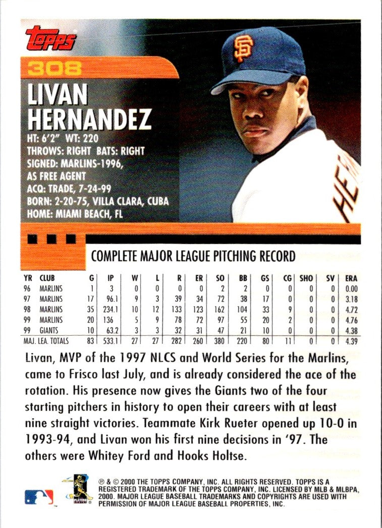 2000 Topps Limited Livan Hernandez