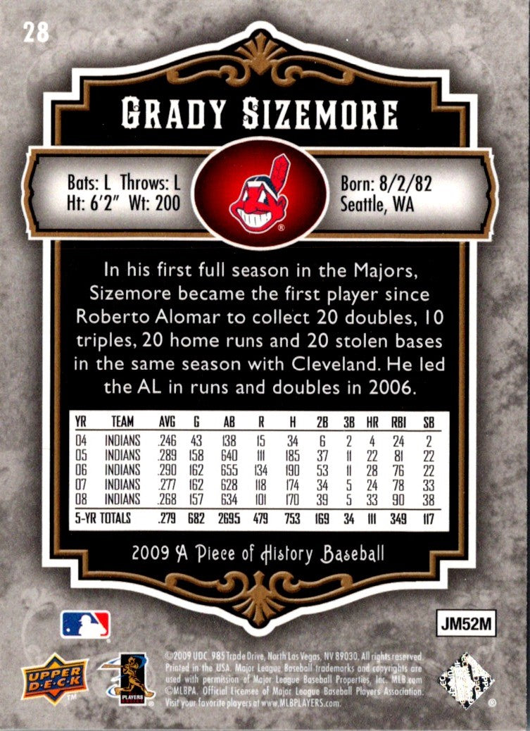 2009 Upper Deck A Piece of History Grady Sizemore