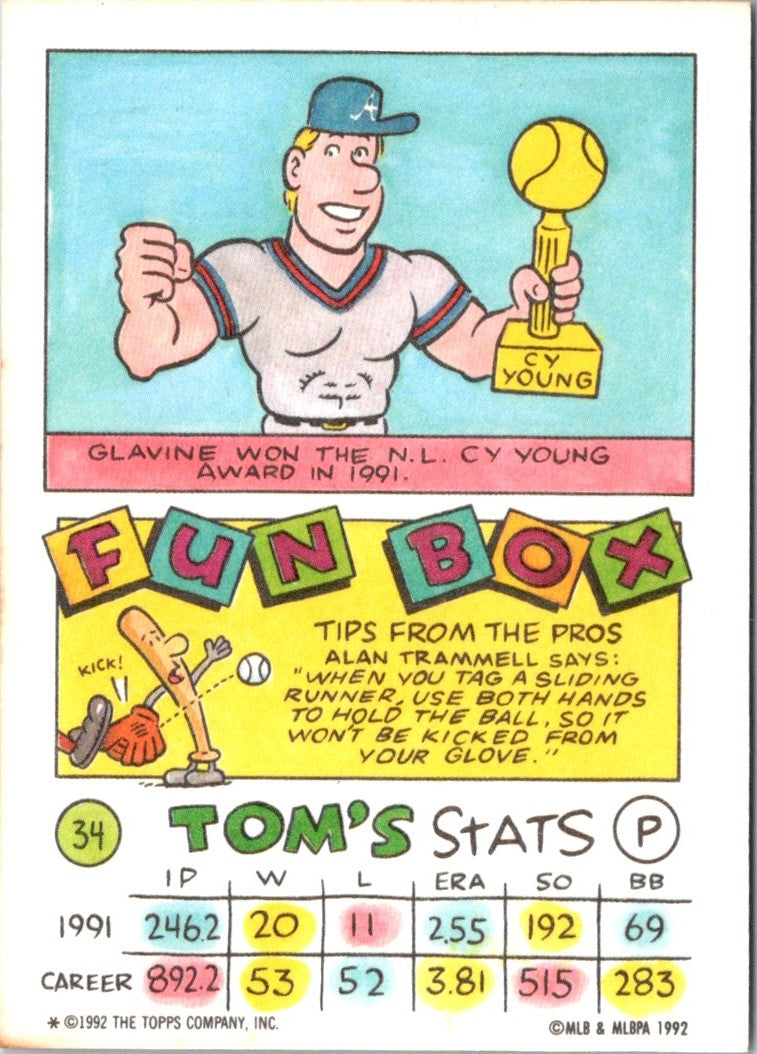 1992 Topps Kids Tom Glavine