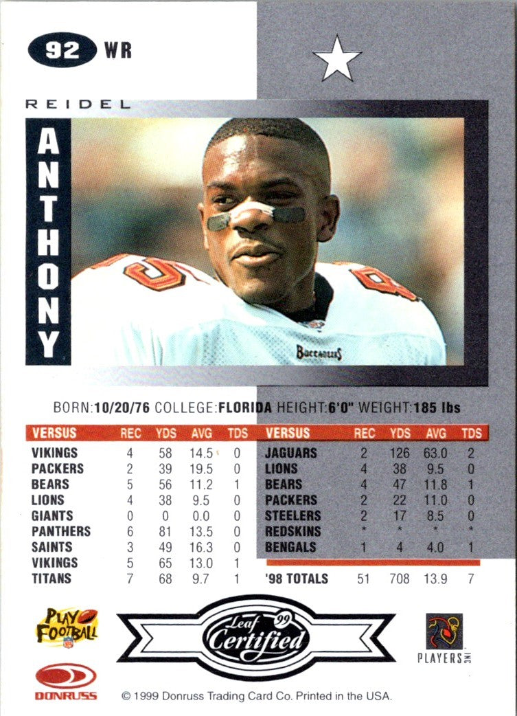 1999 Leaf Certified Reidel Anthony