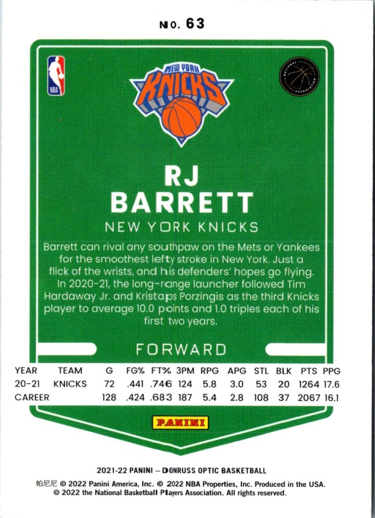 2021 Donruss Optic Blue RJ Barrett