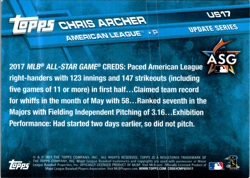 2017 Topps Update Chris Archer