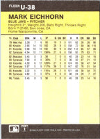 1986 Fleer Update Mark Eichhorn #U-38