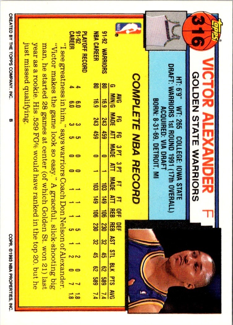 1992 Topps Gold Victor Alexander