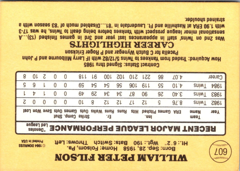 1985 Donruss Pete Filson