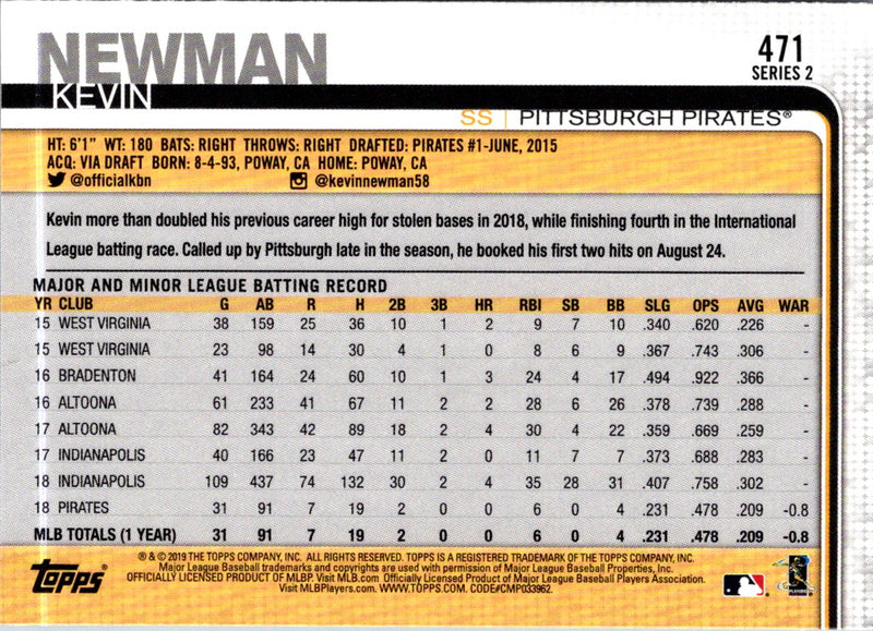 2019 Topps Kevin Newman