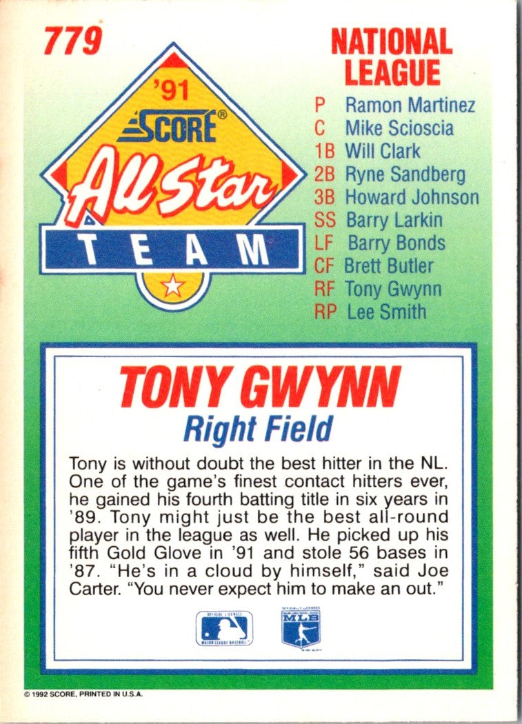 1992 Score Tony Gwynn