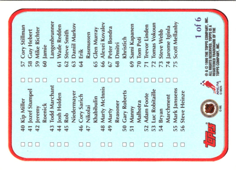 1999 O-Pee-Chee Checklists - Blue Checklist Checklist