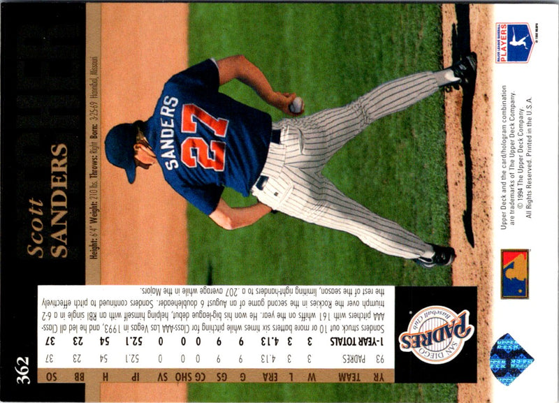 1994 Upper Deck Scott Sanders