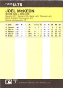 1986 Fleer Update Joel McKeon