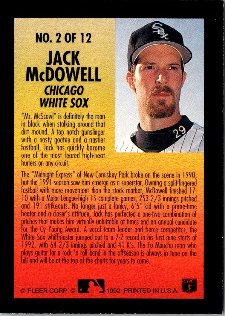 1992 Fleer Smoke 'N Heat Jack McDowell