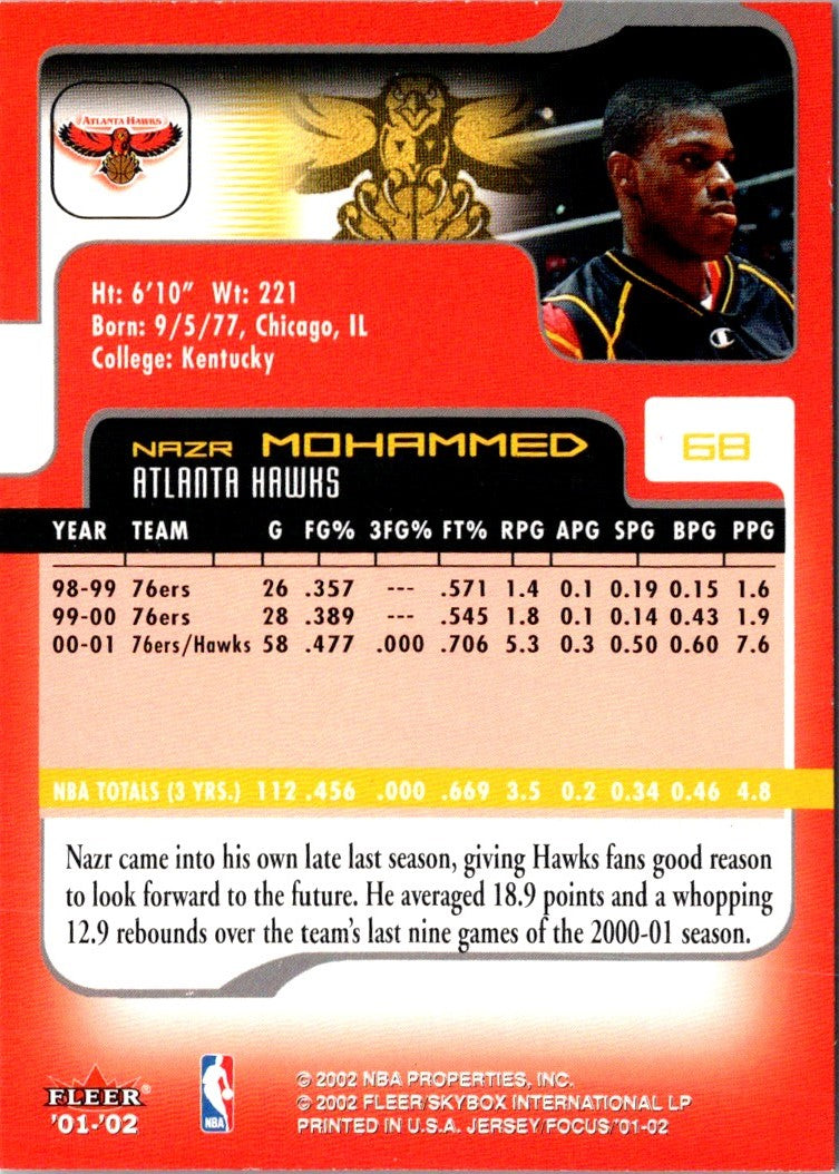 2001 Fleer Focus Nazr Mohammed