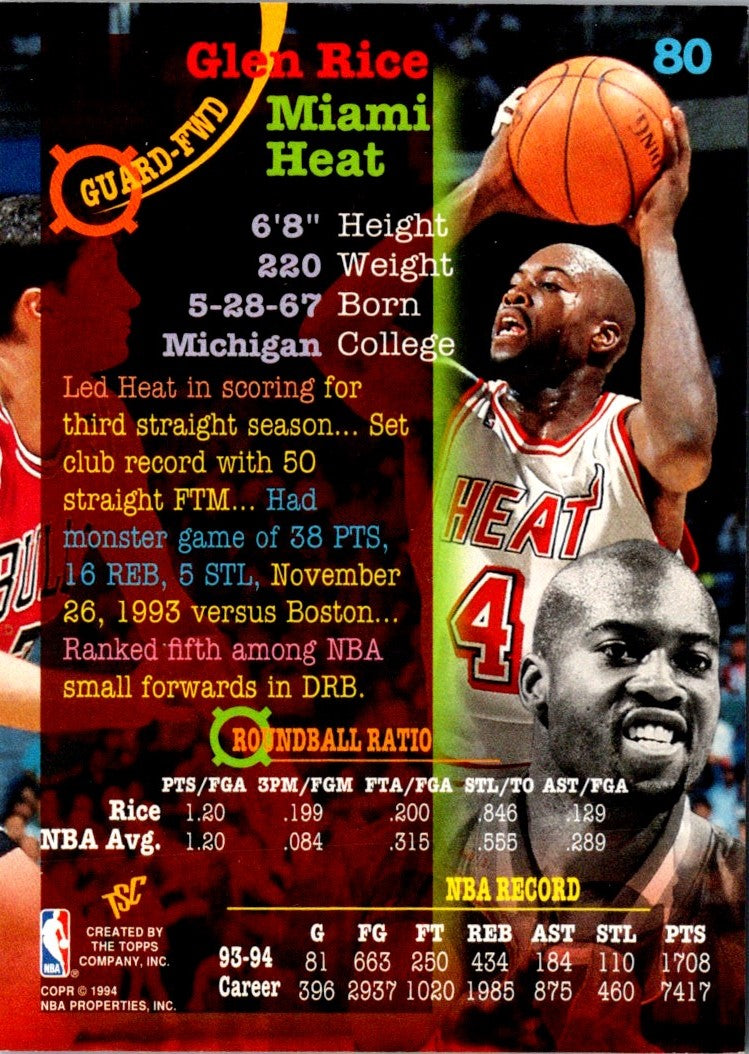 1994 Stadium Club 1st Day Issue Glen Rice