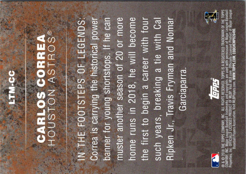 2018 Topps Legends in the Making Black Carlos Correa