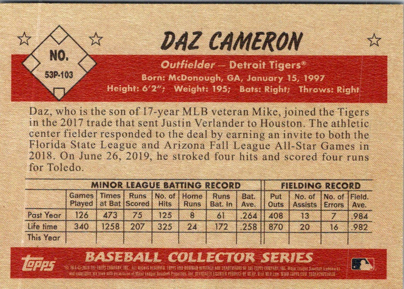 2019 Topps Daz Cameron