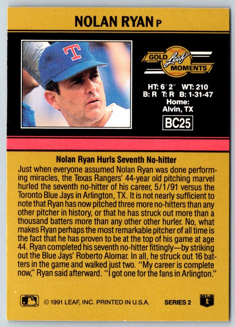 1991 Donruss Leaf Previews Nolan Ryan