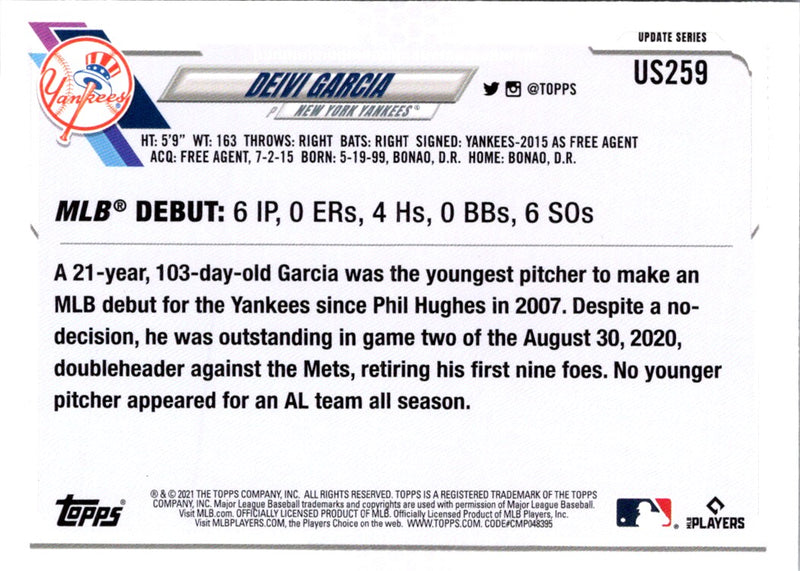 2021 Topps Update Deivi Garcia