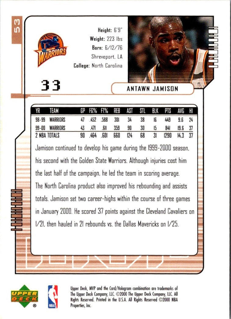 2000 Upper Deck MVP Antawn Jamison