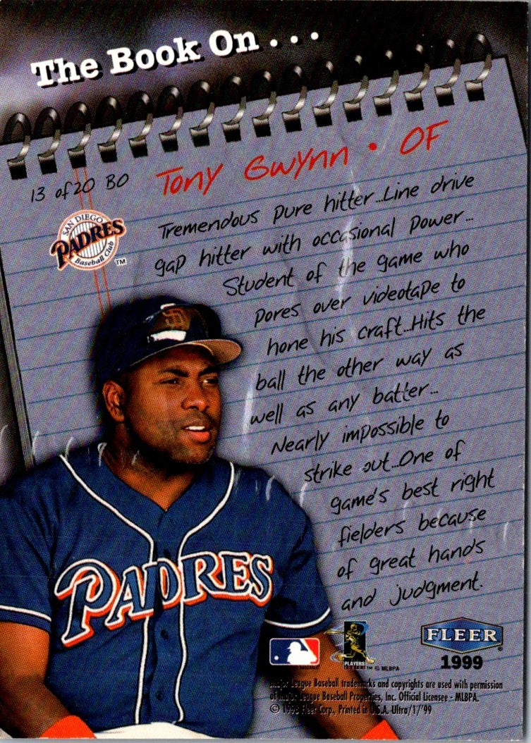 1999 Ultra The Book On Tony Gwynn