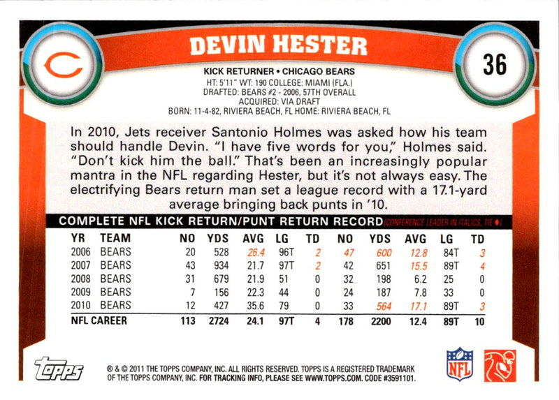 2011 Topps Devin Hester