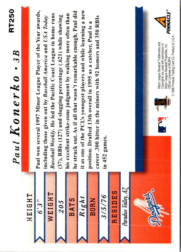 1998 Score Rookie & Traded Paul Konerko