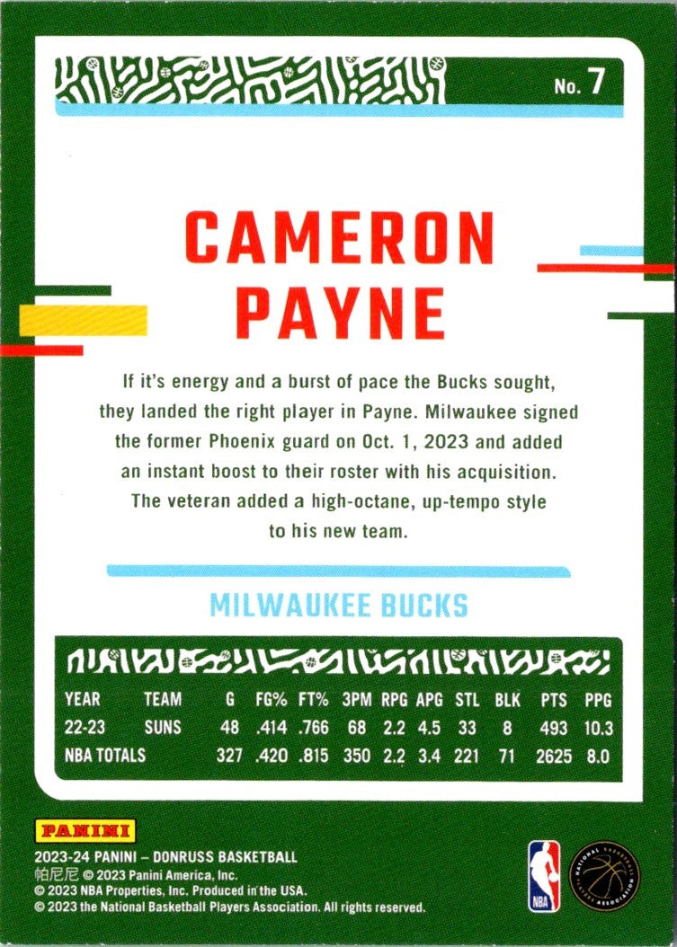 2023 Donruss Green Laser Holo Cameron Payne