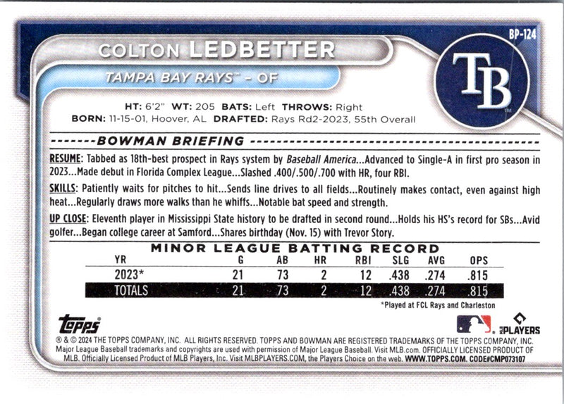 2024 Bowman Prospects Colton Ledbetter