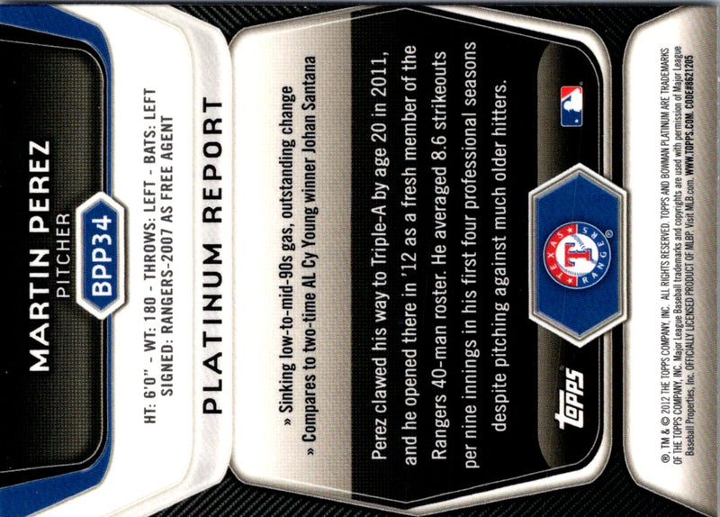 2012 Bowman Platinum Prospects Martin Perez